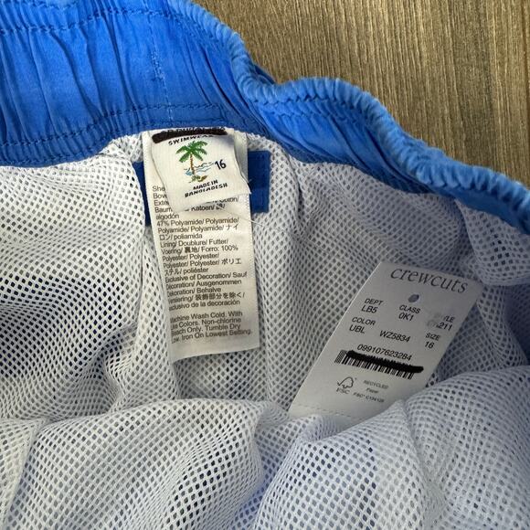 Crewcuts J.Crew Swimwear Boys 16 Ultra Blue Mesh Lined Drawstring Elastic Waist - Picture 5 of 10